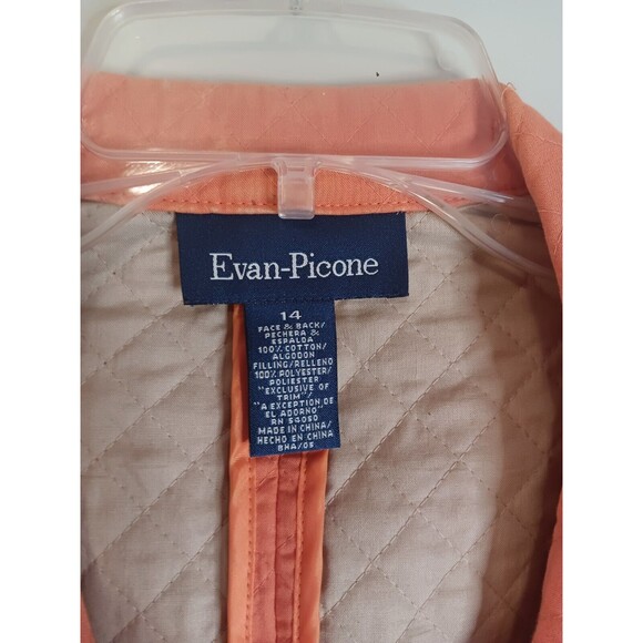 Evan Picone Quilted Riding Blazer Jacket Sz 14 Peach Color - Picture 2 of 5